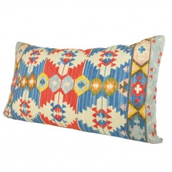 Coussin d'artisanat d'art , Kilim bleu Anashi