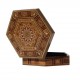 Boîte hexagonale en bois et marqueterie Khnoum, style oriental turc syrien