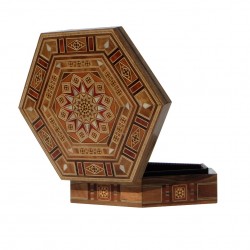 Boîte à bijoux hexagonale en bois Khnoum