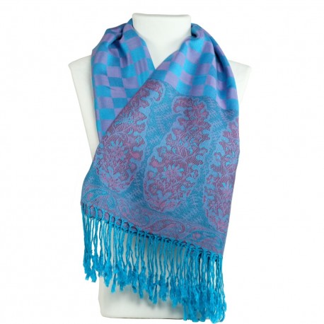 Pashmina bleu et parme Hayal de grande douceur