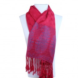 Foulard bohème rouge framboise Hayal, Pashmina turc