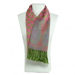 Pashmina Hayal rose, vert et or, style bohème chic