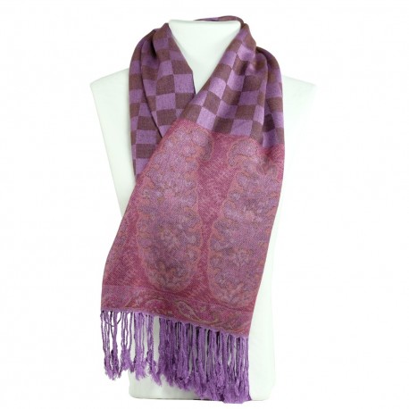 Pashmina foulard bohème Hayal parme