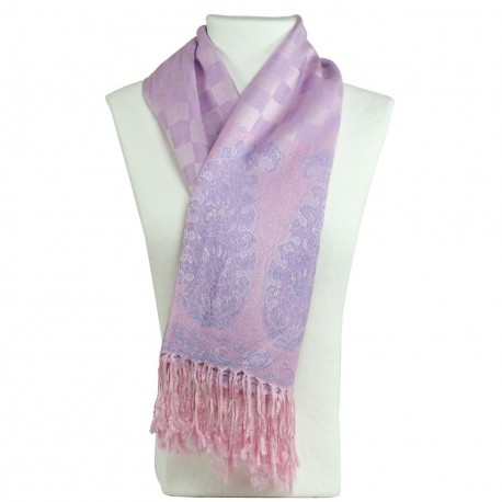 Châle pashmina mauve lilas Hayal, foulard oriental