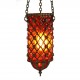 Lampe d'Orient en verre soufllé orange et laiton Hadad