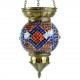 Suspension turque orientale Oannès en mosaïque de verre et laiton pour décoration bohème