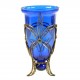 Bougeoir photophore oriental Yagûth en verre coloré bleu, un beau cadeau artisanal