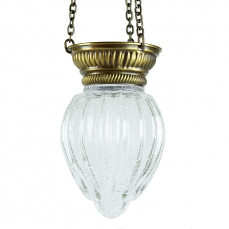 Lampe orientale Wadd en verre craquelé et métal couleur laiton