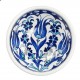 Vaisselle ethnique, Petit bol bleu fleuri Necla en porcelaine Iznik