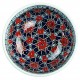 Décoration orientale, bol rouge et bleu Seldjouk 16cm, décor géométrique