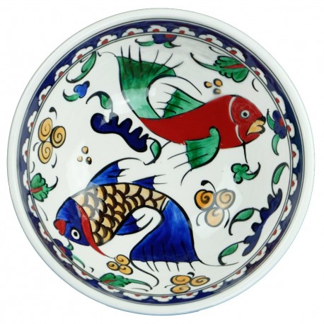 Vaisselle orientale, bol décoré de poissons Balik 16cm