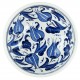 Vaisselle artisanale, Coupelle bleue Necla 16cm décorée de fleurs