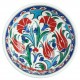 Bol ottoman Ceylan 16cm avec frise bleue et décor fleuri style Iznik