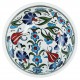 Vaisselle artisanale, Bol en faïence Iznik Ceylan avec fleurs bleues et rouges 