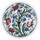 Vaisselle artisanale, Bol en faïence Iznik Ceylan avec fleurs bleues et rouges 