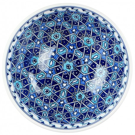Grand bol oriental bleu Seldjouk 20cm, vaisselle marocaine