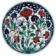 Vaisselle turque, grand bol en céramique Iznik décoré de fleurs Nihal 25cm