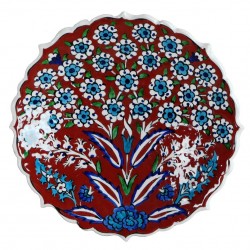 Assiette murale orientale Vichné Rouge 18cm, décoration artisanale