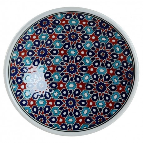 Assiette ethnique Seldjouk rouge 18cm au design géométrique