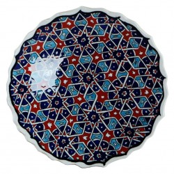 Assiette déco orientale Seldjouk rouge 18cm avec motifs géométriques