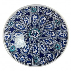 Vaisselle orientale, assiette en faïence Melis bleue 18cm au décor géométrique