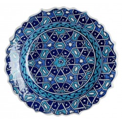 Assiette orientale ottomane Seldjouk Bleue 18cm à bords chantournés (style Iznik)