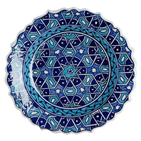 Assiette orientale ottomane Seldjouk Bleue 18cm à bords chantournés (style Iznik)