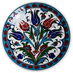 Assiette en faïence ottomane d'Iznik Ceylan 18cm décorée de fleurs