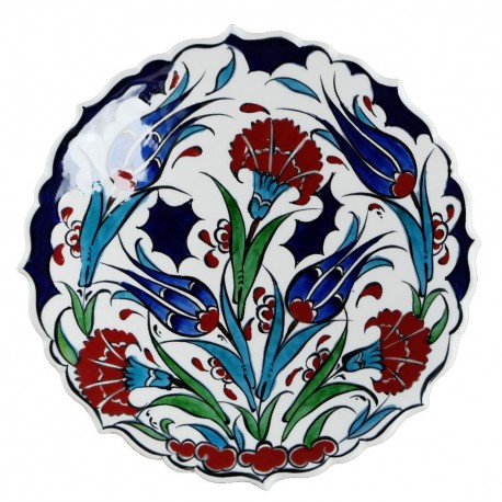 Assiette décorée de fleurs Ceylan 18cm, céramique artisanale d'Iznik (pièces uniques)