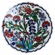 Assiette décorée de fleurs Ceylan 18cm, céramique artisanale d'Iznik (pièces uniques)