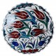 Assiette décorée de fleurs Ceylan 18cm, céramique artisanale d'Iznik (pièces uniques)