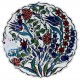 Assiette décorée de fleurs Ceylan 18cm, céramique artisanale d'Iznik (pièces uniques)