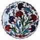 Assiette décorée de fleurs Ceylan 18cm, céramique artisanale d'Iznik (pièces uniques)