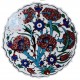 Assiette décorée de fleurs Ceylan 18cm, céramique artisanale d'Iznik (pièces uniques)