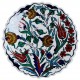 Assiette décorée de fleurs Ceylan 18cm, céramique artisanale d'Iznik (pièces uniques)