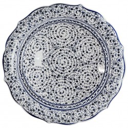 Plat oriental décoratif Hava 30cm à bords chantournés et spirales (céramique de style Iznik)