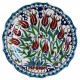 Assiettte turque fleurie en céramique d'Iznik Lalé 30cm, avec tulipes