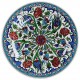 Plat en faïence ottomane Iznik Ceylan 30cm, décorée de motifs fleuris