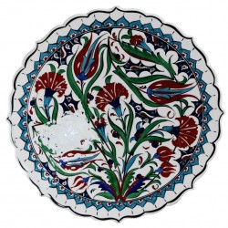 Plat d'art Ceylan 30cm reproduction de céramique d'Iznik