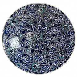 Vaisselle orientale, assiette géométrique Melis bleu 30cm