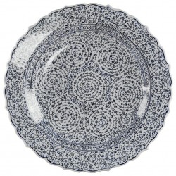Plat à fruits décoré de spirales ottomanes Hava 40cm, bords chantournés