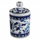 Boîte décorative Necla 10cm, céramique décorée de fleurs bleues