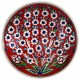Assiette artisanale rouge Vichné 18cm, décorée d'un arbre en fleurs