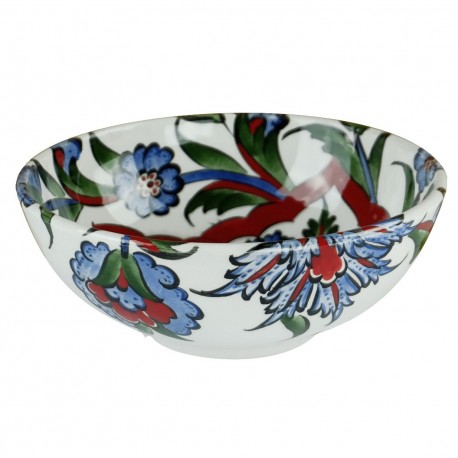 Artisanat turc, Bol décoré de fleurs Elona 16cm, style Iznik