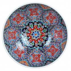 Bol artisanal céramique d'art Aysel 25cm, style ottoman Iznik