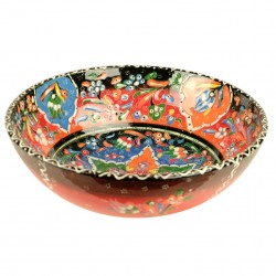 Artisanat oriental, bol orange en céramique turque colorée Hayri 25cm