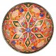 Bol ethnique rouge Veslan 20cm, en céramique décorée de fleurs