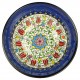 Céramique artisanale, Bol bleu Savas 20cm au décor fleuri