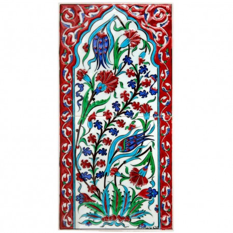 Tableau Kapi 20x40, 2 carreaux ottomans en faïence d'Iznik