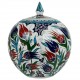 Cadeau atypique et artisanal, pot rond décoré de fleurs Ceylan 20cm